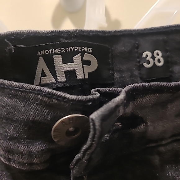 AHP men's distressed Skinny Stretch black denim jeans 38x32 Another Hype Piece - Picture 5 of 11